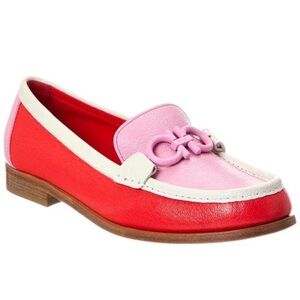 Salvatore Ferragamo Red and Pink Loafers